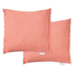 TOWN & COUNTRY EVERYDAY Rio Solid Fringe Indoor Outdoor Decorative Pillow, 2-Pack Set - 1 of 4