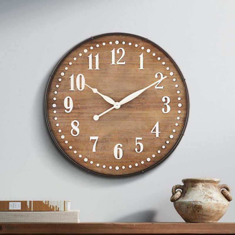 River Parks Studio Sweetwater 23 3/4" Round Matte Wood Grain Brown Wall Clock, 2 of 8