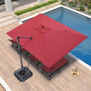 PURPLE LEAF 9' X 11.5' Patio Umbrella Outdoor Cantilever Rectangle Umbrella Aluminum Umbrella with 360-degree Rotation for Garden Pool Patio - 1 of 4