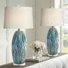Possini Euro Design Eneya 31" Tall Large Modern End Table Lamps Set of 2 Blue-Green Ceramic Off-White Shade Living Room Bedroom (Colors May Vary) - 2 of 4