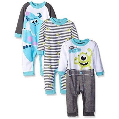 Disney Boy's 3-Pack Eye Am Amazing Monsters Inc Long Sleeve Baby Jumpsuit Set For Infants