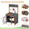 Kids Wooden Mud Kitchen, Outdoor Play Kitchen Playset with Cookware Accessories, Faucet and Sink - 3 of 4