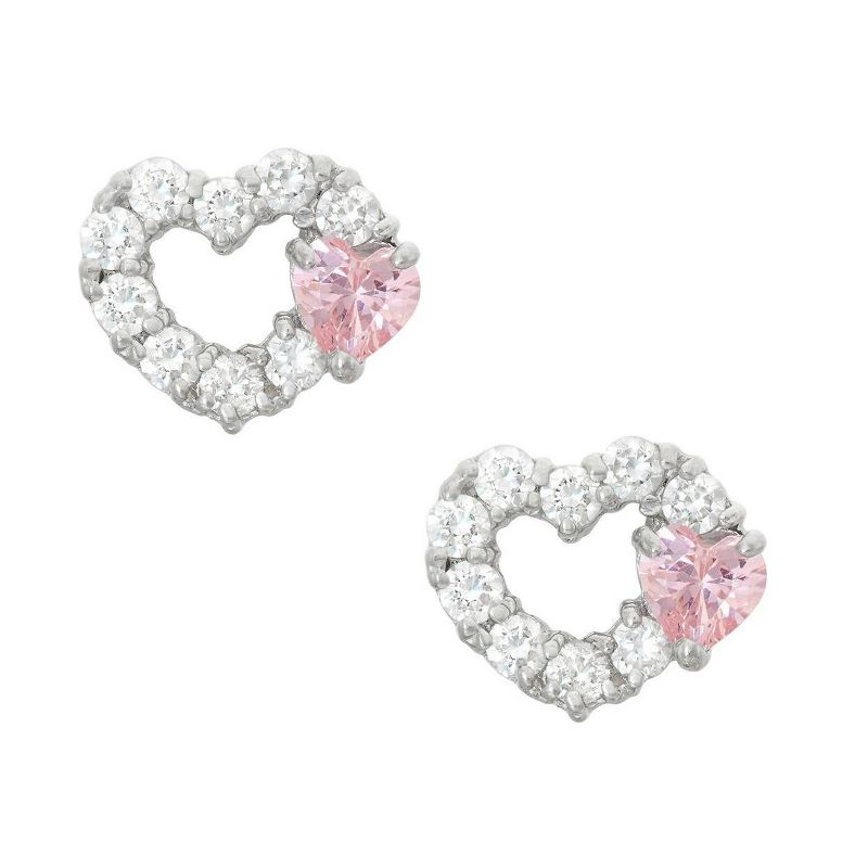 0.52 CT. T.W. Children&#39;s Round and Heart-cut Cubic Zirconia Stud Earrings In Sterling Silver, 3 of 4
