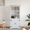 vidaXL Side Cabinet Brown Solid Pine Wood 31.5x15.7x66.9 in Side Cabinet - White - 4 of 4