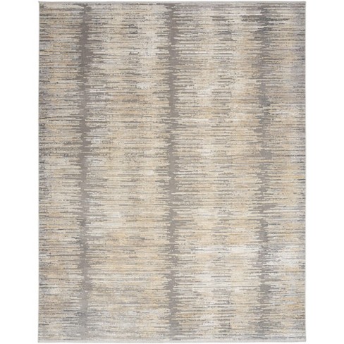 Nourison Modern Abstract Contemporary Indoor Rug Grey Gold 5'3