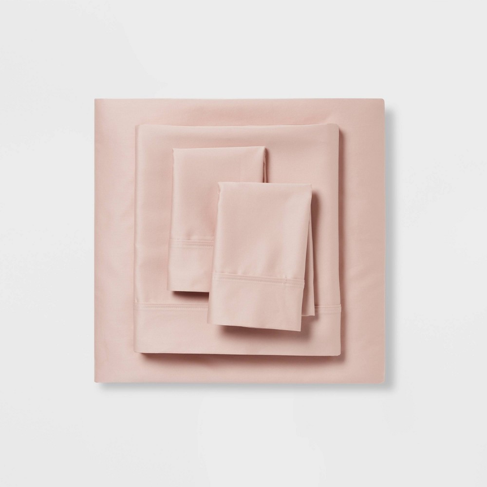Twin/Twin XL 400 Thread Count Solid Performance Sheet Set Blush - Threshold™