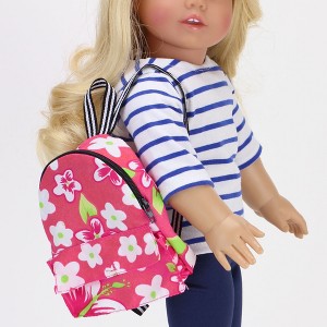 Sophia’s Flower Print Backpack for 18" Dolls, Hot Pink - 1 of 4