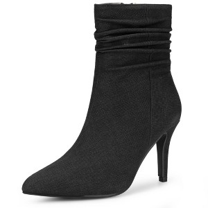 Perphy Women's Pointy Toe Side Zip Slouched Stiletto Heels Ankle Boots - 1 of 3