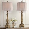 Barnes and Ivy Dubois 37 1/4" Tall Large Traditional Country Cottage End Table Lamps Set of 2 Antique Gold Finish Console Living Room Bedroom Bedside - 2 of 4