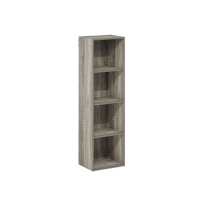HOMLUX 4-Tier Bookcase with 4 Open Cubbies Storage Shelf Display Organizer, Gray