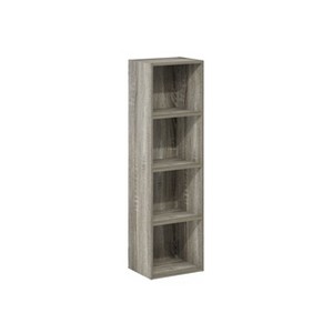 HOMLUX 4-Tier Bookcase with 4 Open Cubbies Storage Shelf Display Organizer, Gray - 1 of 4