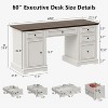 Dyonery 60" Farmhouse Executive Desk Wood Computer Office Desk with Drawers & Cabinet Antique - 2 of 4