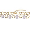 Guili Sterling Silver 14K Gold Plated Necklace with Freshwater Pearls and Zirconia Links, perfect elegant for day-to-night transitions. - 2 of 3