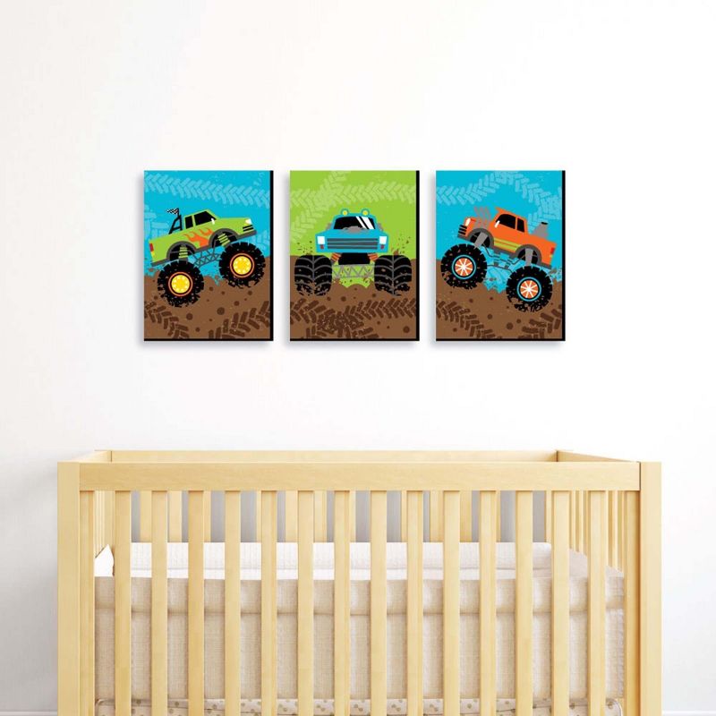Big Dot of Happiness Smash and Crash - Monster Truck - Boy Nursery Wall Art and Kids Room Decor - 7.5 x 10 inches - Set of 3 Prints, 2 of 8