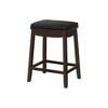 29.5"H Leather-Look & Wood Saddle Seat Backless Bar Stool (Set of 2) with Nailhead Trim, Footrest and Transitional Design - 2 of 4