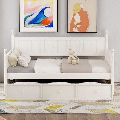NicBex Twin Size Wood Daybed with 3 Drawers for Bedroom,Living Room,Apartment,No Box Spring Needed