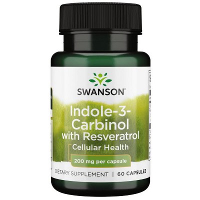 Swanson Dietary Supplements Indole-3-Carbinol with Resveratrol 200 mg 60 Caps.