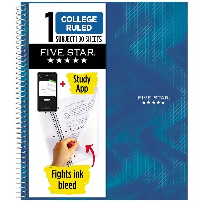 Five Star Active 1 Subject 80ct College Ruled Notebook Blue