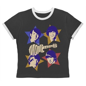 The Monkees Women's Stars Band Short Sleeve Graphic Cotton Retro Vintage Ranger Baby Tee - 1 of 3