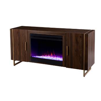 Farnsmet Color Changing Fireplace with Media Storage Brown/Gold - Aiden Lane