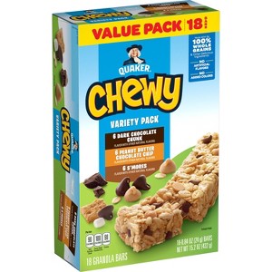 Quaker Chewy 3 Flavor Variety Pack Granola Bars - 15.2oz/18ct - 1 of 4