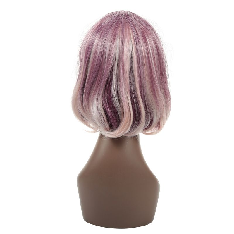 Unique Bargains Curly Women's Wigs 12" Pink with Wig Cap Synthetic Fibre, 4 of 7