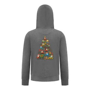 Everyday Kids Christmas Collection Construction Truck Tree Boys Zip up Hoodie – Holiday Sweatshirt - Charcoal Gray - 1 of 1