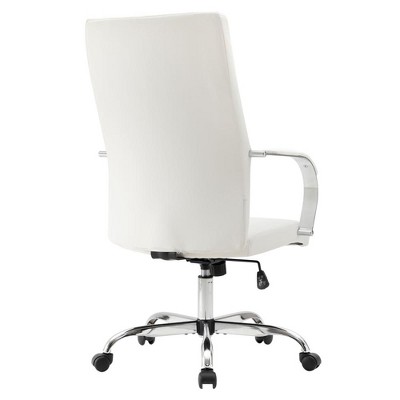 White High-Back Leather Executive Swivel Office Chair