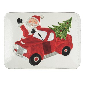 Transpac Glass 12 in. Multicolor Christmas Fused Nostalgic Santa Platter - 1 of 1