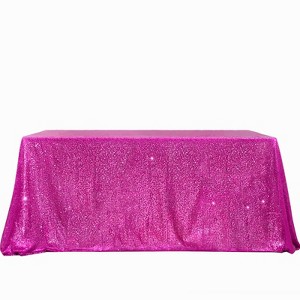Wikineon Rectangle Fuchsia Sequin Tablecloth Glitter Tablecloth Wedding Party Sequence Table Cloth for Christmas 60x102-Inch - 1 of 4