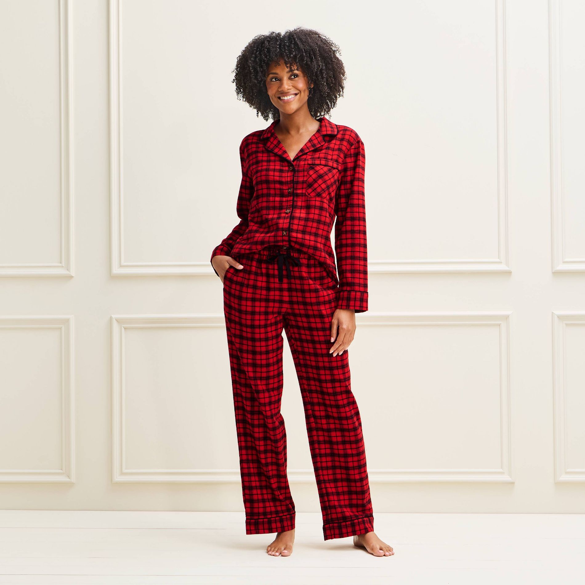 Women's Holiday Classic Plaid Flannel Matching Family Pajama Set - Wondershop™ Red/Black XXL