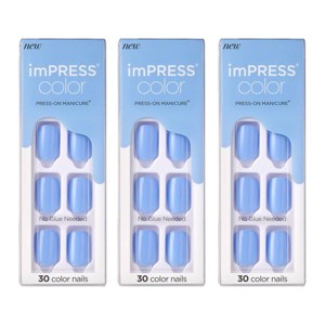 KISS imPRESS Color Press-On Nails - Baby Why So Blue - 3pk - 90ct - 1 of 4