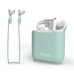 iHome Airpods Case Cover with Wired Magnetic Neckband, Airpods Generation 2 & Generation 1, Mint - 1 of 4