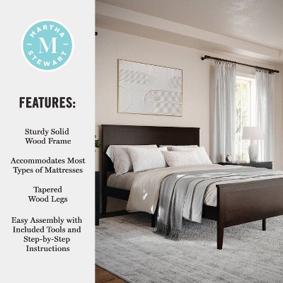 Dark Brown Queen Wooden Platform Bed with Headboard and Footboard