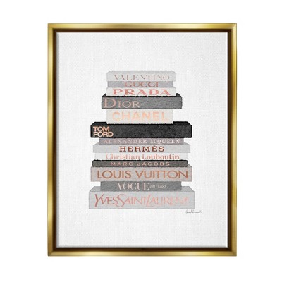 Stupell Industries Neutral Grey and Rose Gold Fashion Bookstack