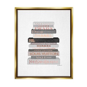Stupell Industries Neutral Grey and Rose Gold Fashion Bookstack - 1 of 4