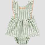Carter's Just One You® Baby Girls' Linen Striped Romper - Green