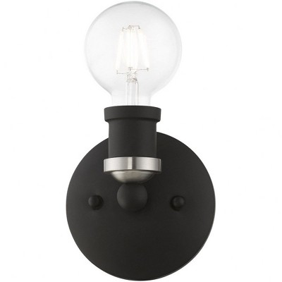 Black and Brushed Nickel Single-Light Vanity Sconce