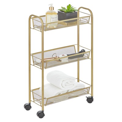 Mdesign Steel Slim Rolling Utility Cart Storage Organizer, Shelves ...