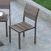 Emma and Oliver Outdoor Stacking Side Chair with Faux Teak Poly Slat Seat, Back and Arms and Metal Frame - 4 of 4