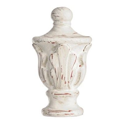 Antique White and Burgundy Resin Metal Floor Lamp with Cream Shade