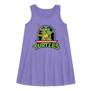 Girls' - Teenage Mutant Ninja Turtles - Logo Character Group Graphic Sleeveless Aline Dress - 1 of 3