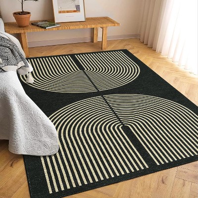 Modern Geometric Rug Soft Washable Non-Slip Low Pile Carpet Indoor for Living Room Dining Room Bedroom