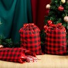 Joyfy 6-Pack Christmas Drawstring Gift Bags, 19"x14.5" Buffalo Plaid Cotton Sacks, Xmas Plaid Cloth Pouches for Holiday Wrapping & Decor (Red/Black) - 2 of 4