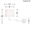 360 Lighting Modern Vero Swing Arm Wall Lamp White Metal Plug-in Light Fixture Hardback Tapered Drum Shade for Bedroom Bedside Living Room Reading - 4 of 4