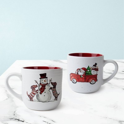 4pc Ceramic Car and Snowman Stack Rack - Peppermint & Pine