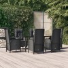 vidaXL 7-Piece Patio Dining Set Black Poly Rattan with Reclining Chairs and Glass Top Table - Modern Outdoor Garden Furniture - 2 of 4