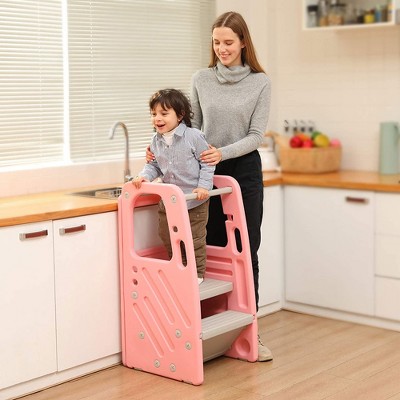 Pink Adjustable Children's Plastic Learning Step Stool