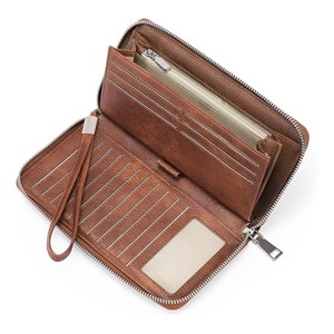 Womens Wallet RFID Blocking Leather Zip Around Wallet Large Capacity Long Purse Credit Card Clutch Wristlet - 1 of 4