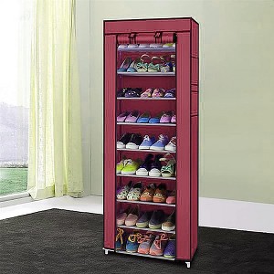 COZONY 9-Tier Shoe Organizer with Zipper Cover, Space Saving Non-Woven Shoe Rack Storage Cabinet for Closet Entryway - 1 of 4
